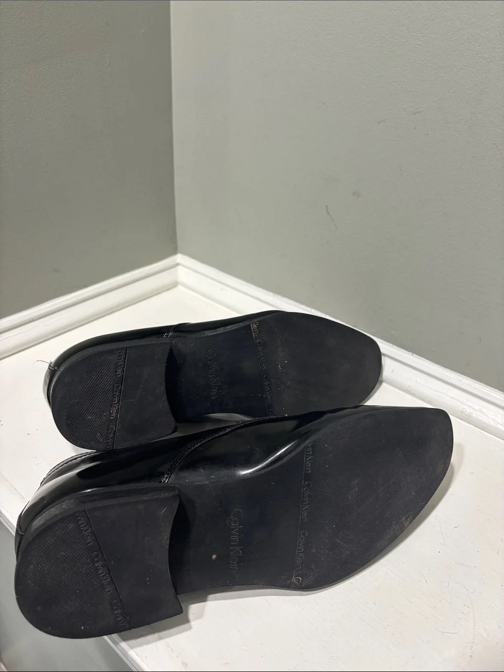 Calvin Klein Black Patent Leather Lace-Up Chelsea Dress Boots-size 10.5
